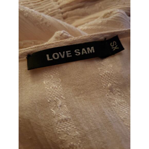 Love Sam Anthropologie Ava Keepsake Dress Beige tiered Skirt Ruffle Sz XS - - Picture 5 of 6